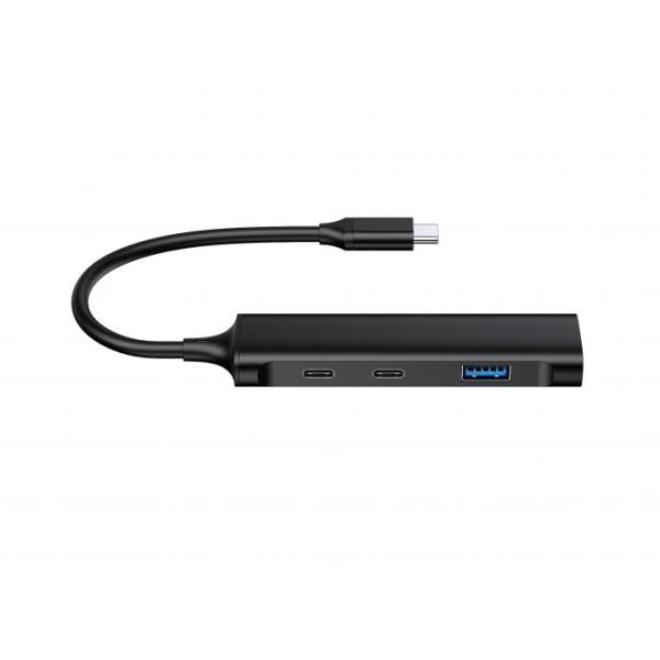 Afbeelding laden in galerijviewer, Conceptronic hubbies12b hubbies 4-port usb 3.0 hub, 2 usb-c 2 usb-a ports, aluminum case, usb-c
