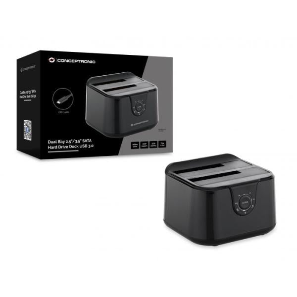 Afbeelding laden in galerijviewer, Conceptronic donn12b donn12b dual bay 2.5inch 3.5inch sata hard drive dock usb 3.0
