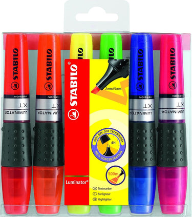 Stabilo luminator - markeerstift - extra grote inkttank - etui met 6 kleuren
