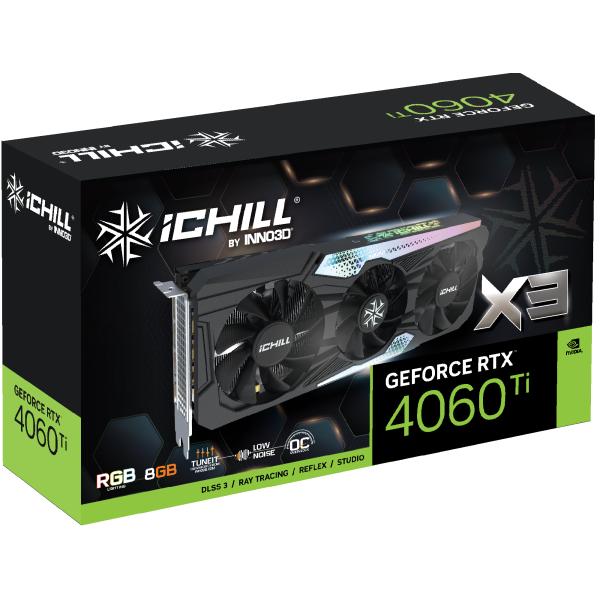Afbeelding laden in galerijviewer, Inno3d inno3d c406t3-08d6x-17113389 geforce rtx 4060 ti ichill x3, 8gb gddr6, 128-bit, 2595, 18gbps
