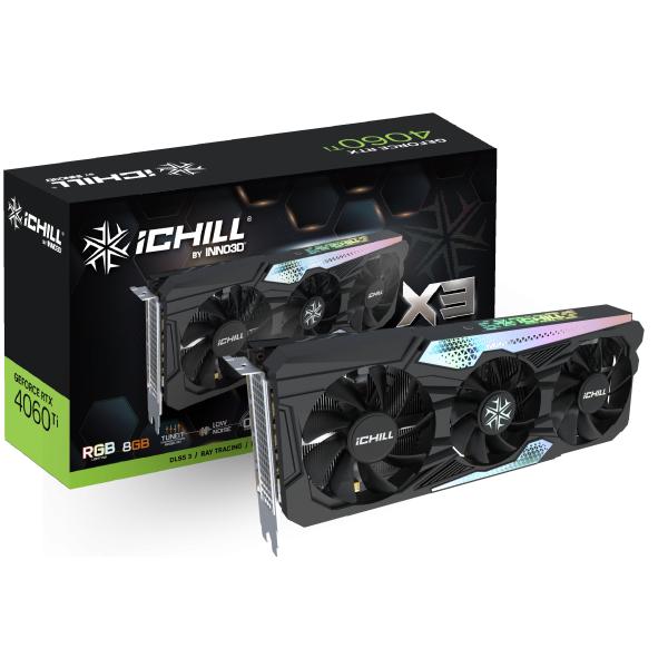Afbeelding laden in galerijviewer, Inno3d inno3d c406t3-08d6x-17113389 geforce rtx 4060 ti ichill x3, 8gb gddr6, 128-bit, 2595, 18gbps
