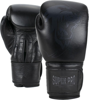Super pro combat gear legend lederen (kick)bokshandschoenen zwart 12oz