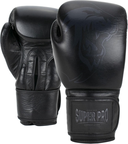 Super pro combat gear legend lederen (kick)bokshandschoenen zwart 12oz