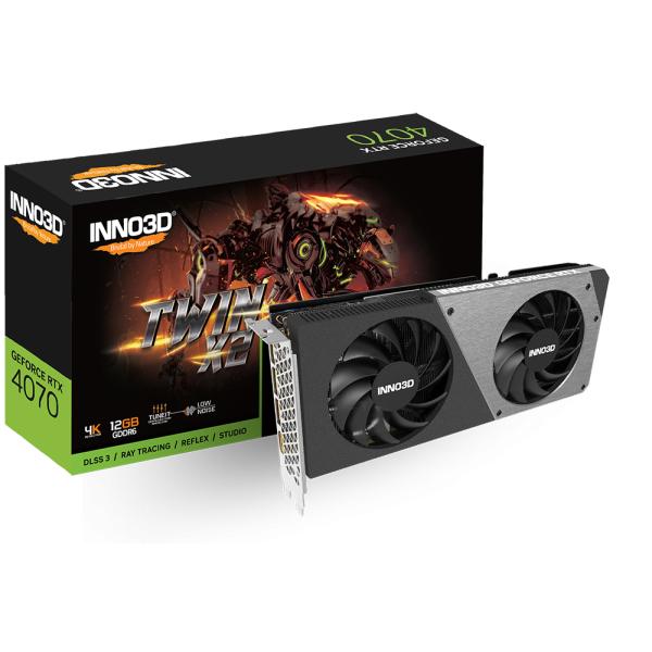 Afbeelding laden in galerijviewer, Inno3d inno3d n40702-12d6-179063n geforce rtx 4070 gddr6 twin x2, 12gb, gddr6, 192-bit, 2475 sp, 20gbps,

