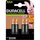 Duracell oplaadbare batterijen 4x aaa dx2400 hr03 900 mah 1,2 volt precharged<br>