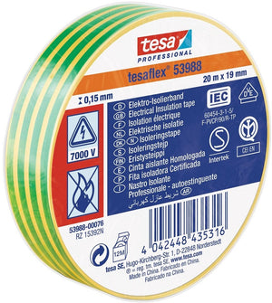 Tesa isolatietape 19mm - 20 meter - groen geel