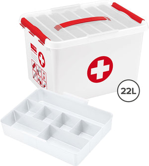 Sunware q-line ehbo opbergbox 22l met inzet - 40x30x26 cm - zonder inhoud