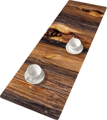 Bertoni - tafelloper tafelkleed - vilt - 115x40cm - geprint motief wood