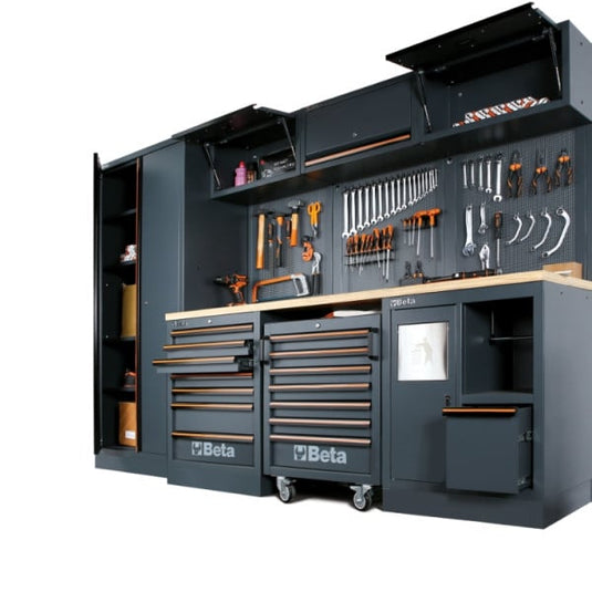 Beta werkplaatsinrichting tools c45pro 2.0 w (werkblad van multiplex hout) inclusief gratis 268-delige gereedschapsset