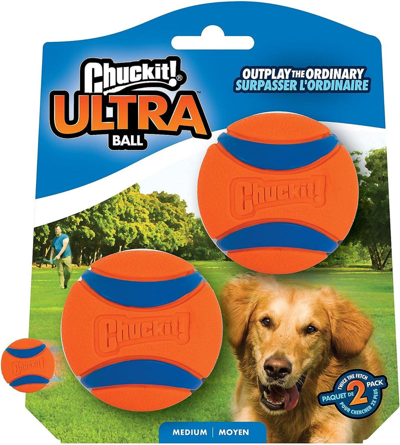 Afbeelding laden in galerijviewer, Chuckit! ultra ball - hondenbal - rubber - drijvend - maat m - 6 cm - oranje - 2 stuks
