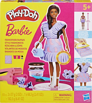 Play-doh barbie fashionista-franjes - speelset met pop - boetseerklei