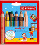 Stabilo woody 3 in 1 - multi talent kleurpotloden - etui met 6 kleuren + puntenslijper