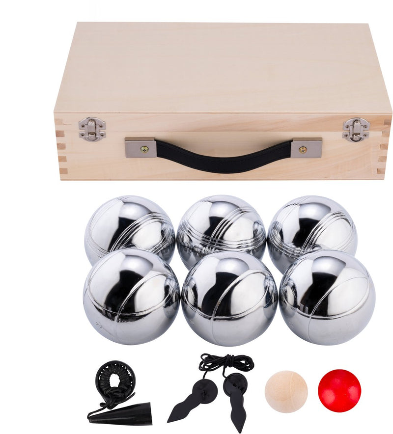 Afbeelding laden in galerijviewer, Engelhart metalen jeu de boules - 6 ballen in houten kist - luxe set - pétanque - boules - metalen ballen - geschikt voor elke jeu de boules baan - longfield
