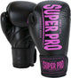Super pro combat gear champ (kick)bokshandschoenen zwart roze 12oz