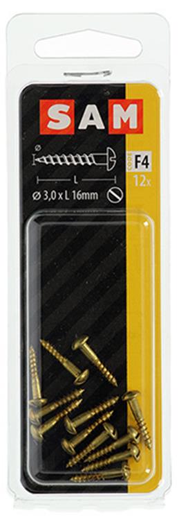 Afbeelding laden in galerijviewer, Mack 1019659 - houtschroef bolkop messing 12 st 3,0 x 16 mm | 10 stuks
