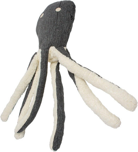 Duvo plus eco pluche octopus xl - grote hondenknuffel zonder piep - gerecycled materiaal - 70x22x10cm - grijs xl