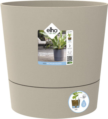 Elho foss rond 25cm - bloempot voor binnen - 100% gerecycled plastic - ø 24.5 x h 24.2 - paddenstoel beige