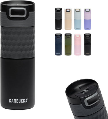 Kambukka etna grip thermosbeker 500 ml - makkelijk reinigen - lekvrije koffiebeker - black steel