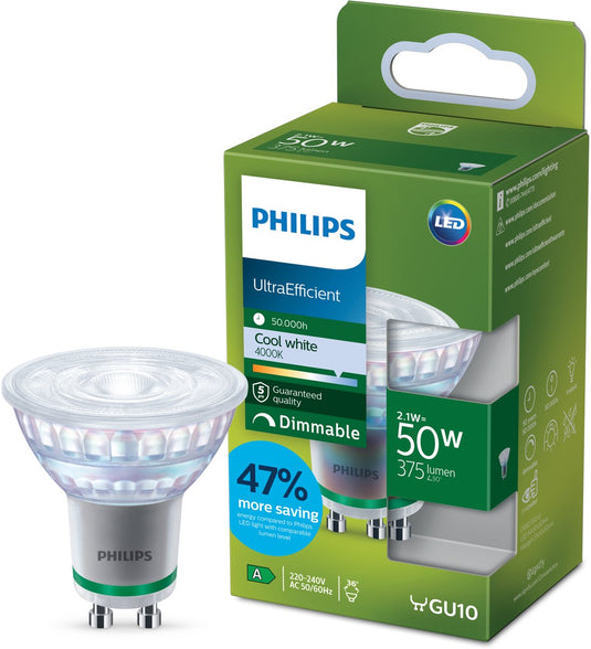Philips led philips ultra efficient led lamp mat - 60 w - e27 - dimbaar warmwit licht - energielabel a