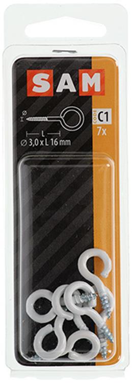 Afbeelding laden in galerijviewer, Mack 1017784 - schroefoog staal wit 7 st 3,0 x 16 mm | 10 stuks
