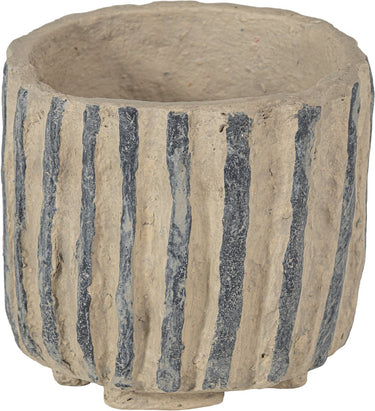 Woood karo decoratie pot - papier mache - zand - 20x25x25
