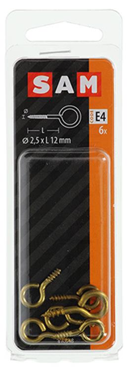 Afbeelding laden in galerijviewer, Mack 1019692 - schroefoog messing 6 st 2,5 x 12mm | 10 stuks
