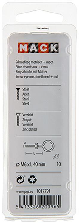 Afbeelding laden in galerijviewer, Mack 1017791 - schroefoog metrisch + moer verzinkt 4 st m6 x 40 mm | 10 stuks
