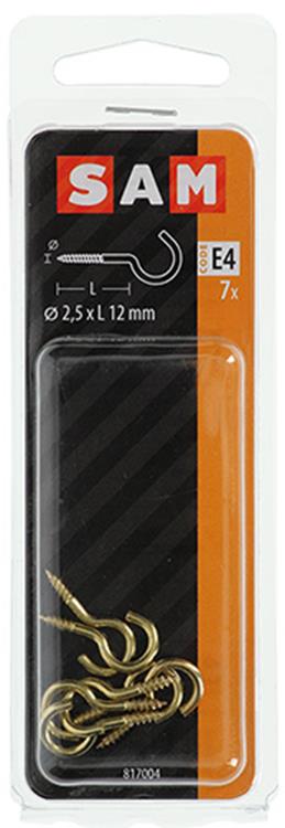 Afbeelding laden in galerijviewer, Mack 1019696 - schroefhaak messing 7 st 2,5 x 12mm | 10 stuks
