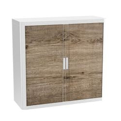 Roldeurkast paperflow hout bruin, wit