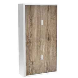 Roldeurkast paperflow hout bruin, wit
