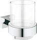 Grohe essentials cube houder met drinkglas - chroom