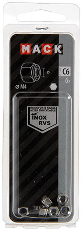 Afbeelding laden in galerijviewer, Mack 1019856 - zeskant borgmoer inox a2 6 st m 4 | 10 stuks
