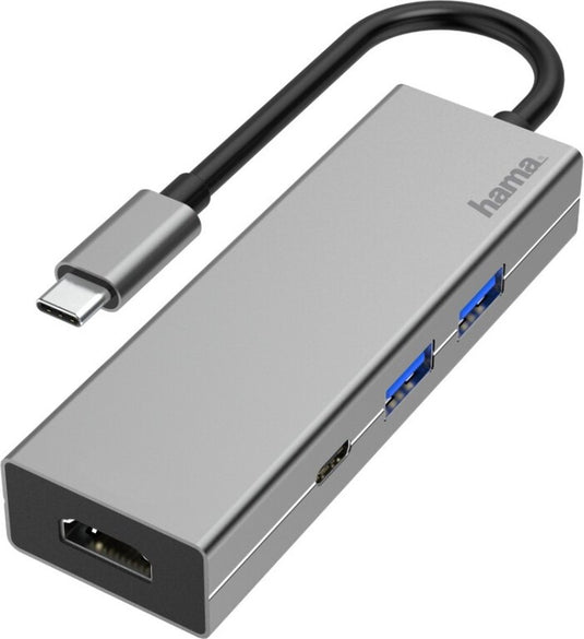 Hama usb-c® (usb 3.2 gen 2) multiport hub 4 poorten grijs