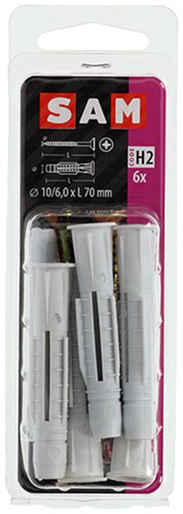 Afbeelding laden in galerijviewer, Mack 1017905 - universeelplug + schroef polyeth6 st 10mm 6,0x70mm | 5 stuks
