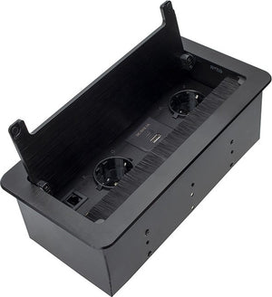 D light design light inbox - stekkerdoos - verdeelstekker met 2 stopcontacten - usb a en c - 1 hdmi - rj45 - verdeeldoos met klep - inbouw verborgen stekkerblok met 1.5 meter kabel - zwart
