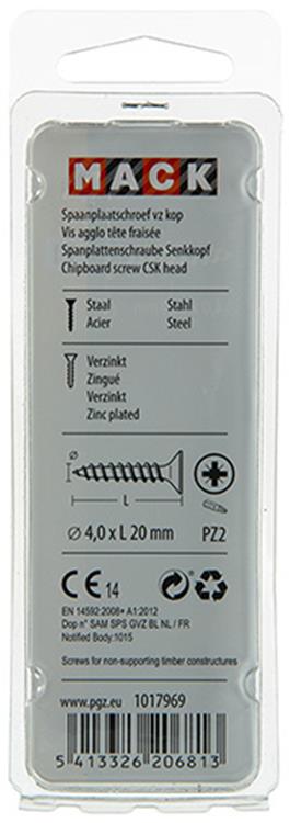 Afbeelding laden in galerijviewer, Mack 1017969 - spaanplaatschroef vz kop geelverz. 80st 4,0 x 20 mm | 5 stuks
