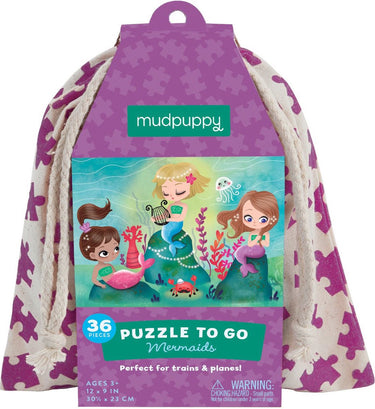 Mudpuppy puzzel on-the-go - zeemeerminnen - 30,5x23cm - 36 stukjes - 3 jaar
