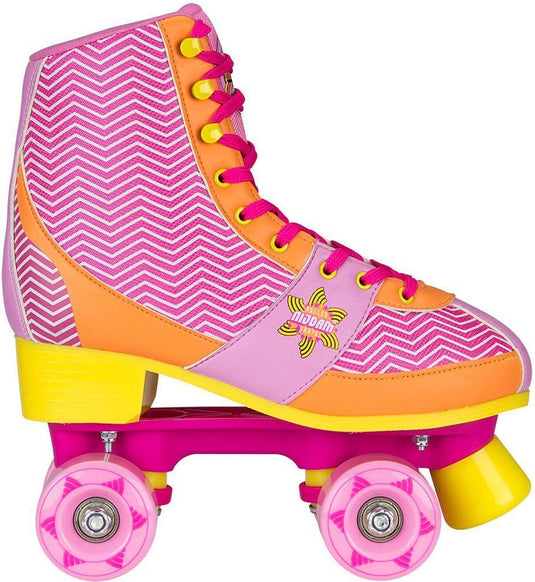 Nijdam rolschaatsen - chevron - roze geel - maat 35 36