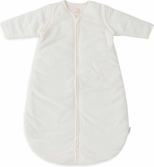 Jollein baby slaapzak winter met afritsbare mouw 90cm - rond - rib ivory - winterslaapzak