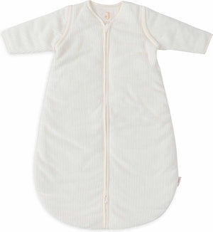 Jollein baby slaapzak winter met afritsbare mouw 110cm - rond - rib ivory - winterslaapzak