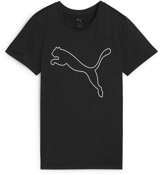 Puma w tad essential heather logo tee dames sportshirt - black heather xl