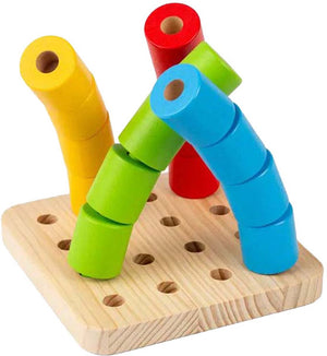 Bigjigs houten wankel-pinnenbord, 17dlg.