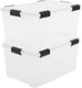 Iris airtight opbergbox - 50l - kunststof - transparant zwart - set van 2