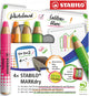 Stabilo markdry etui - whiteboard- en flipover marker - etui met 4 neon kleuren - met puntenslijper en uitveegdoek