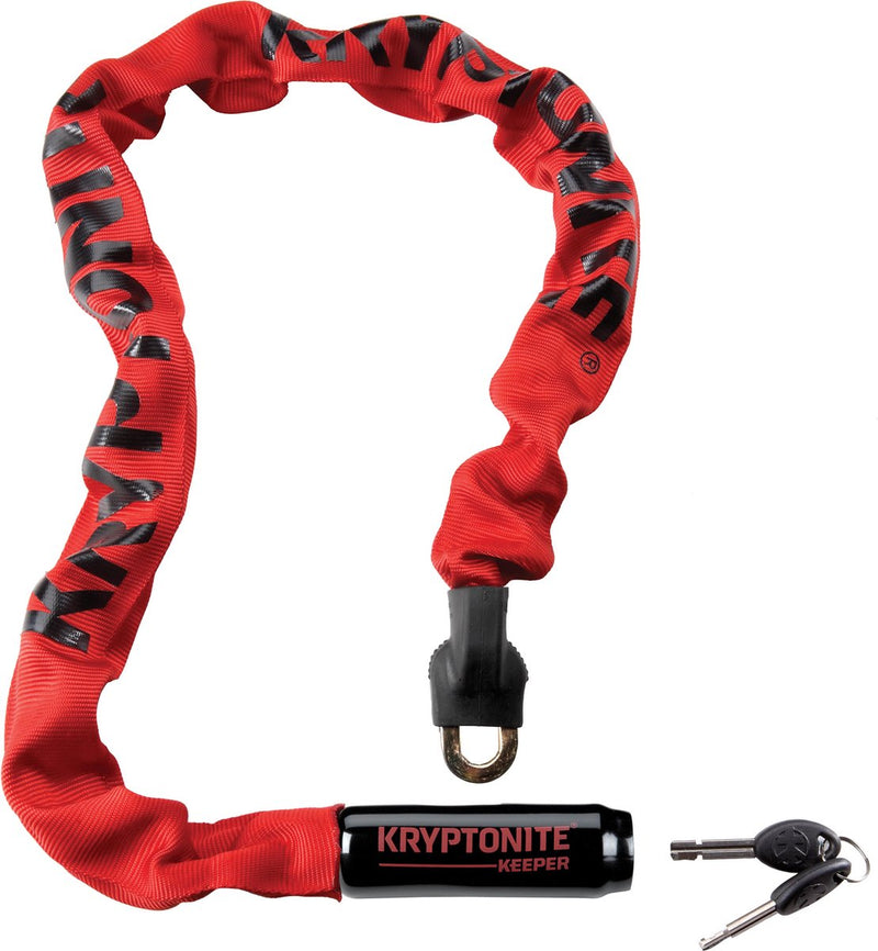 Afbeelding laden in galerijviewer, Kryptonite keeper 785-ketting met geïntegreerd slot – kettingslot fiets – fietsslot met ketting voor elektrische fiets – 85 cm – staal – rood

