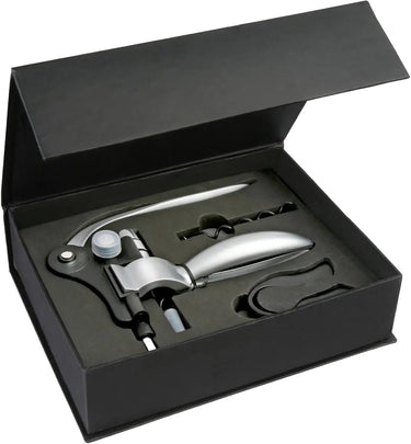 5five luxe wijnopener set - rvs - 3-delig - cadeauset - kurkentrekker flessenopenerpener - sommelier mes - wijn