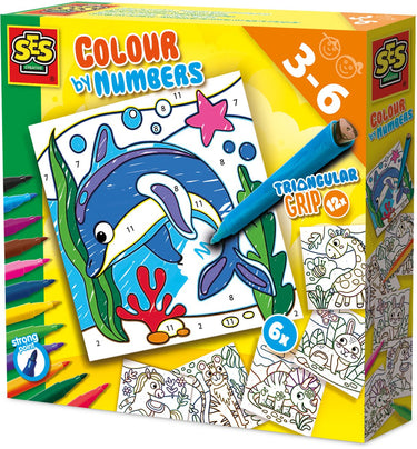 Ses kleuren op nummers - driehoek grip stiften