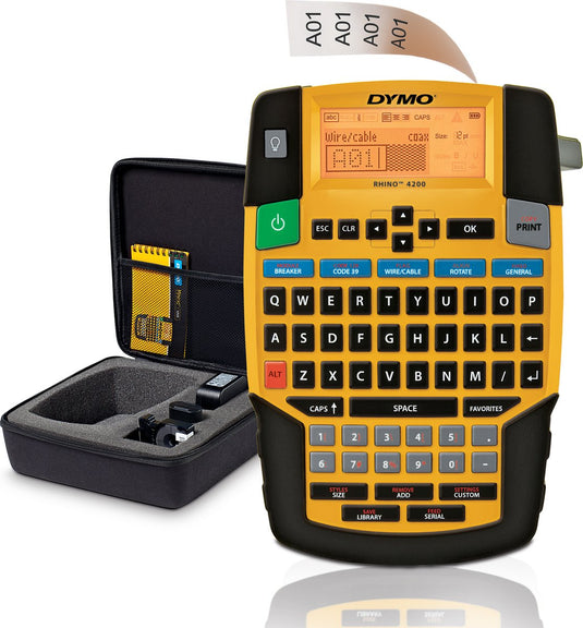 Dymo rhino 4200 draagbare industriële labelmaker | qwerty-toetsenbord | compacte, tijdbesparende labelprinter voor professionals, die veel onderweg zijn