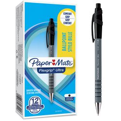 Balpen papermate flexgrip ultra zwart 1 mm 12 stuks