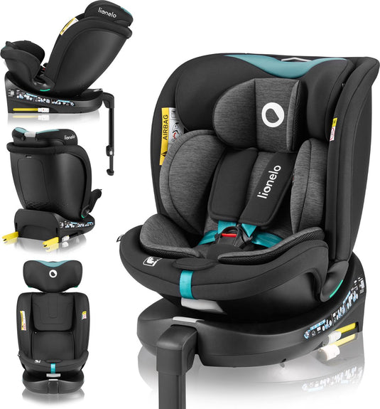 Lionelo navy i-size autostoel 40-150 cm - 360° draaibare isofix autostoel - easyturn - achterwaarts tot 105 cm - rwf fwf - verstelbare rugleuning - dri-seat ventilatie - r129 goedgekeurd - comfortabele brede zitting